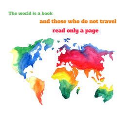 Obraz premium Varicolored watercolour world map