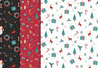 Set of soft seamless patterns Christmas style flat. New print on a T-shirt or gift paper