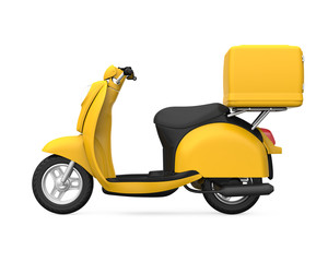 Obraz premium Yellow Motorcycle Delivery Box