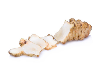 Jerusalem artichoke on a white background