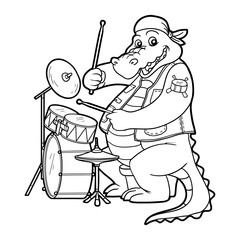 Naklejka premium Coloring book for children: crocodile and drum