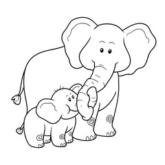 Naklejka premium Coloring book for children: elephants