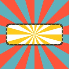 Vector sun rays with frame in retro style, flat design