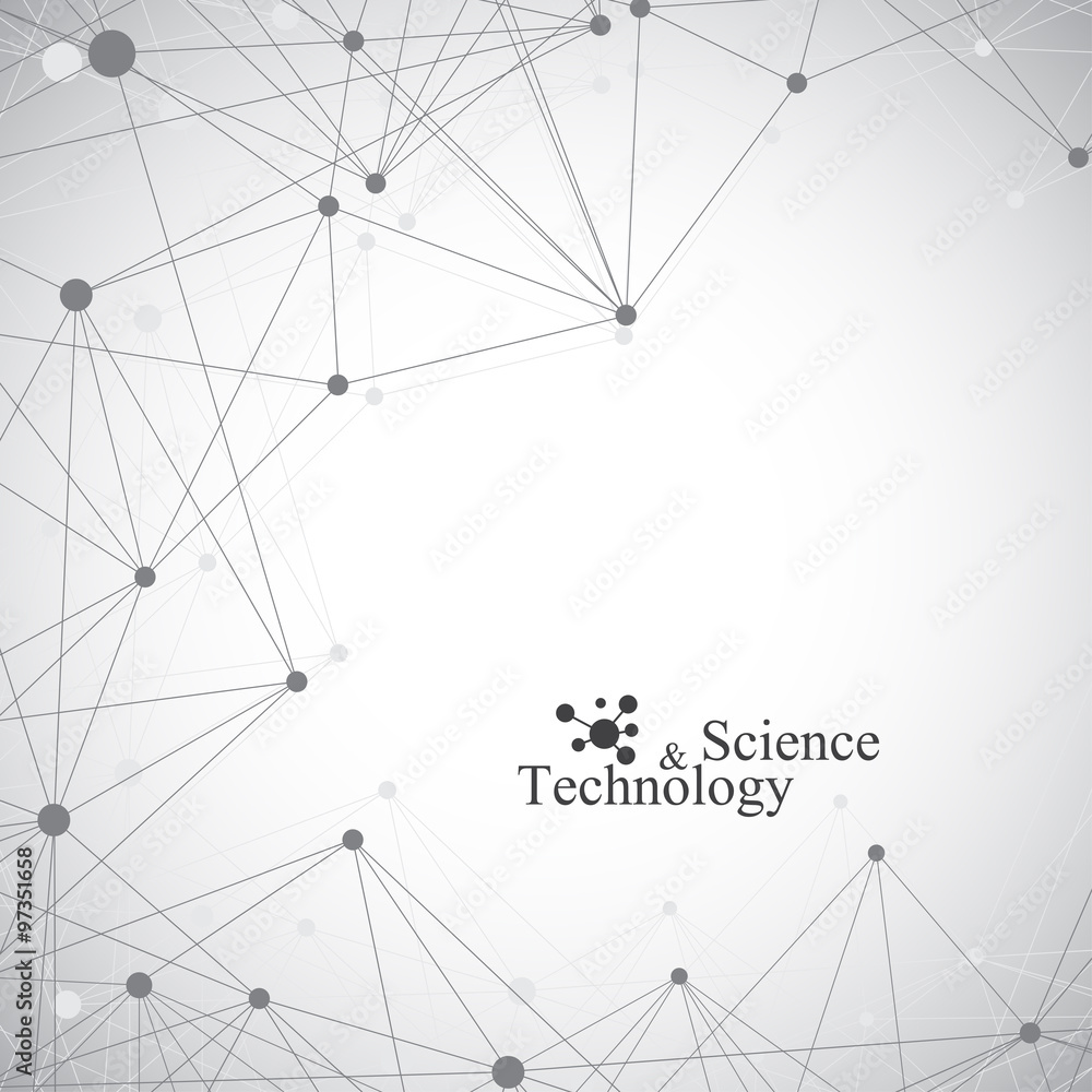 Poster geometric grey background molecule and communication . connected lines with dots. vector illustratio