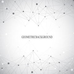 Geometric grey background molecule and communication . Connected lines with dots. Vector illustration