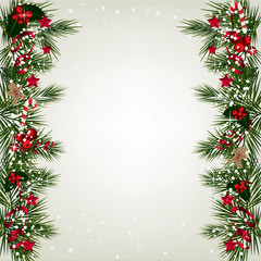 Christmas background with fir and snowflakes - 97351853