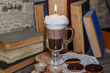 Handmade candle in the form of Irish Coffee Cup with coffee