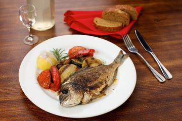 bream with grilled vegetables