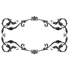 Premium Gold vintage baroque frame scroll ornament engraving border floral retro pattern antique style acanthus foliage swirl decorative design element filigree calligraphy  © yanushkov