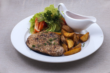 roasted meat with potatoes