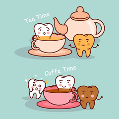 tooth with coffee and tea