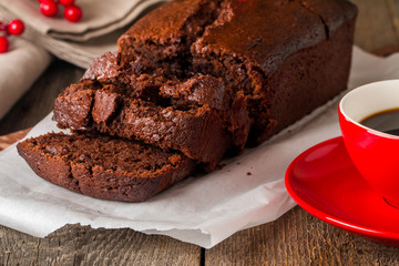 Chocolate-banana Loaf cake on paper