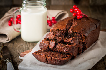 Chocolate-banana Loaf cake on paper