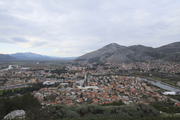 Fototapeta na wymiar Mountains landscape with the view of Trebinje city in Bosnia