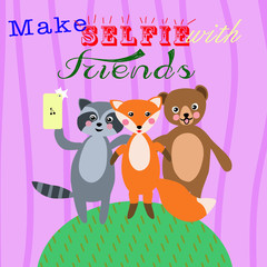 Cute animals friends selfie