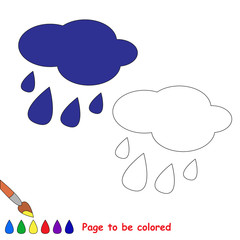 Rain in vector cartoon to be colored. 