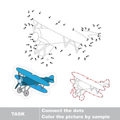 Biplane to be traced. Vector numbers game. 