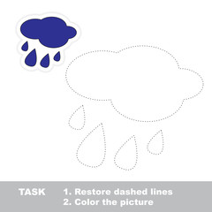 Rain to be traced. Vector trace game.