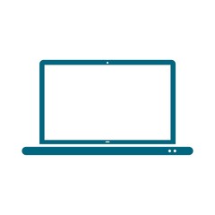 Laptop icon, vector illustration, Flat blue design style