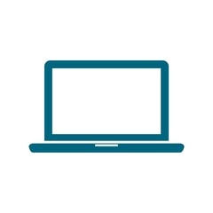 Laptop icon, vector illustration, Flat blue design style