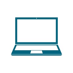 Laptop icon, vector illustration, Flat blue design style