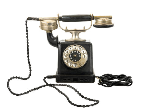 altes antikes telefon mit wählscheibe