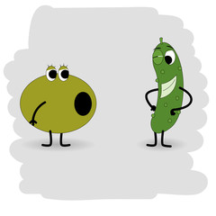 Doodle cucumber will soon be in the olive illustration with a hint