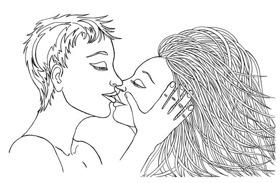Kissing Couple. Man and woman