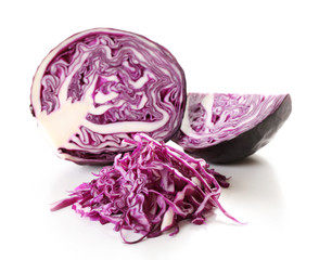 Fototapeta premium Cut red cabbage isolated on white