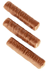Tasty chocolate bars isolated on white background