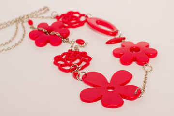 Necklaces and ornaments on a white background