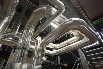 Industrial zone, Steel pipelines, valves and ladders