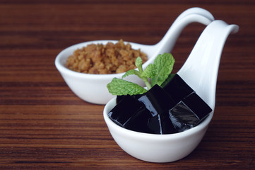 Thai dessert grass jelly