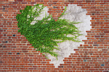 Fototapety  Hole shape heart inside brick wall, Symbol of love, brick wall h
