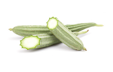 Fresh luffa on the white background