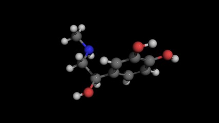 adrenaline (Epinephrine) molecule model rotating 4K UHD seamless loopable with alpha channel