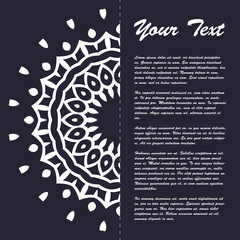 Vintage style brochure template design with modern art eastern elements and ornament, pages layouts in color, classic colors and creative solutions for design and decoration - postcard, menus and more