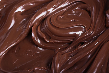 Background of thick melted milk chocolate, close-up