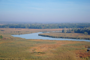 View from the mountains to the river valley