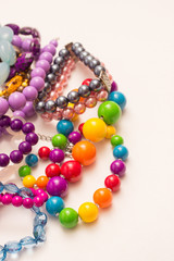 Necklaces and ornaments on a white background