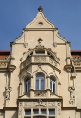 Fototapeta na wymiar Beautiful old beige house in Prague
