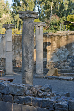 ruins of an ancient synagogue in the archaeological park