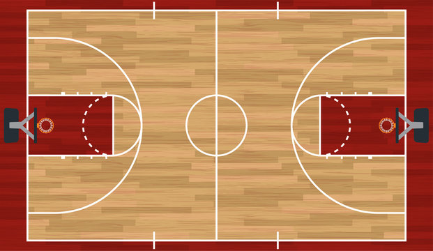 Realistic Basketball Court Illustration