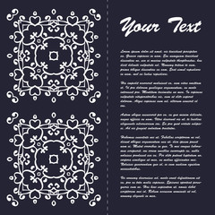 Vintage style brochure template design with modern art eastern elements and ornament, pages layouts in color, classic colors and creative solutions for design and decoration - postcard, menus and more