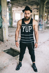 young handsome attractive bearded model man