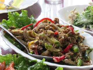 Salad of boiled beef with vegetables