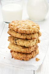 Cookies from oats stacked