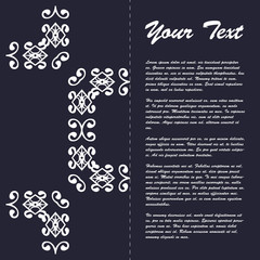 Vintage style brochure template design with modern art eastern elements and ornament, pages layouts in color, classic colors and creative solutions for design and decoration - postcard, menus and more