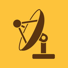 The satellite antenna icon. Communicate and broadcast, telecommunications symbol. Flat