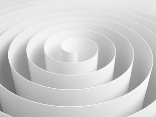 White 3d abstract spiral made of paper tape - obrazy, fototapety, plakaty